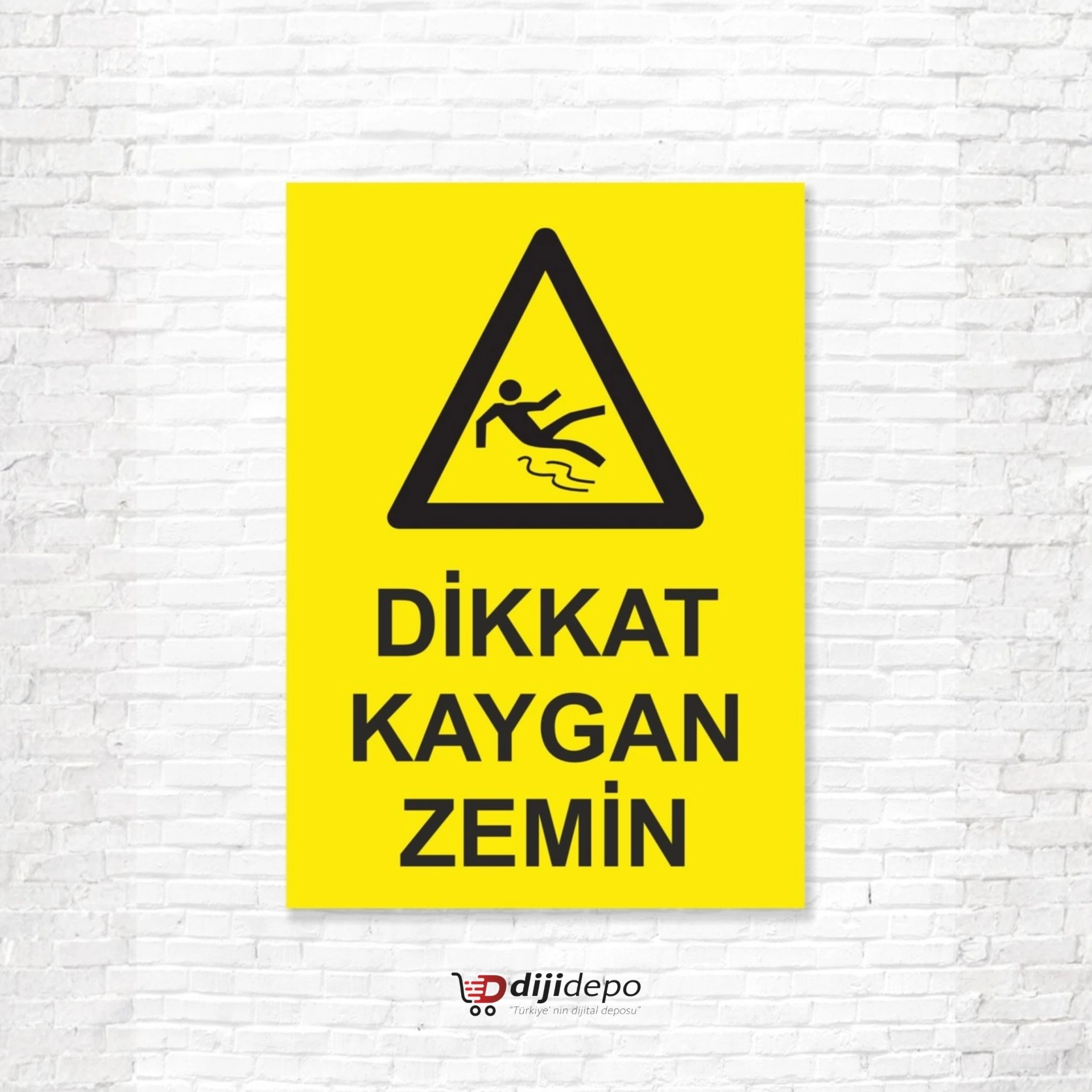 Dikkat Kaygan Zemin Uyarı Levhası - UV Baskılı (5mm Dekota / 4mm Kompozit)