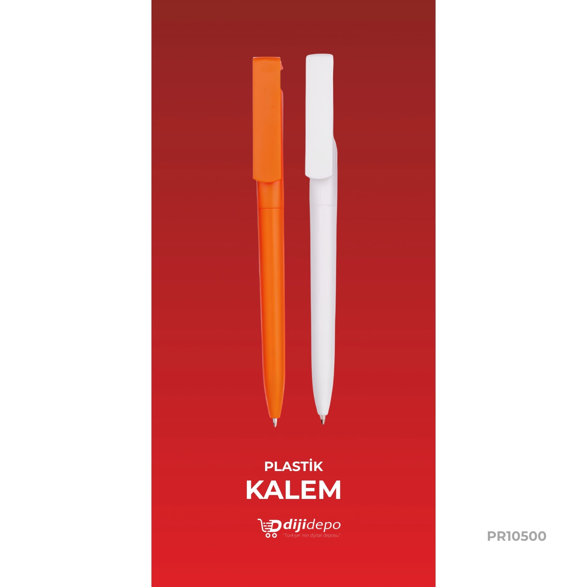 Kurumsal Baskılı Plastik Kalem - Büyük Klipsli Renkli Promosyon Kalem