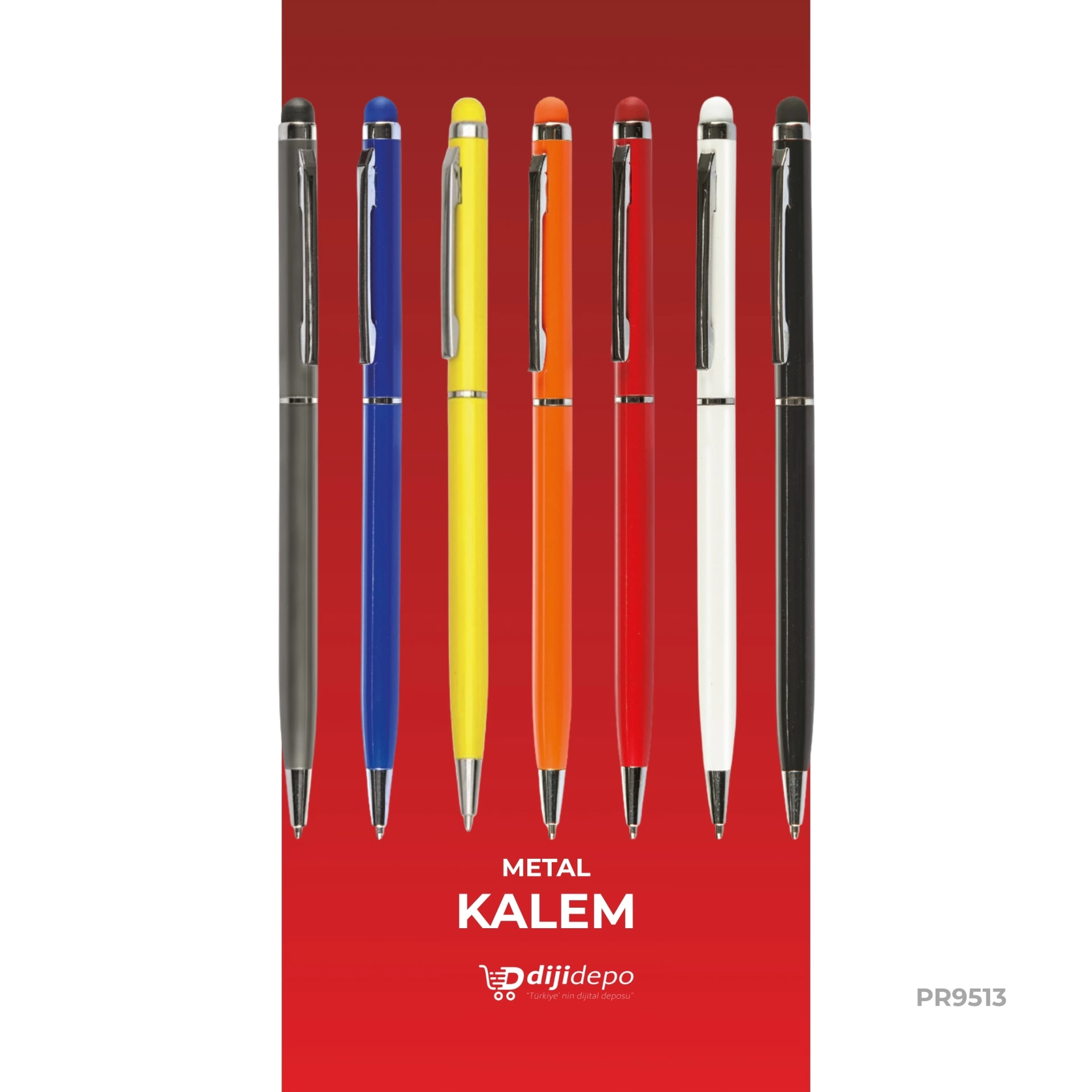 Firmaya Özel Touch Pen Tükenmez Metal Kalem - Dokunmatik Ekran Uyumlu