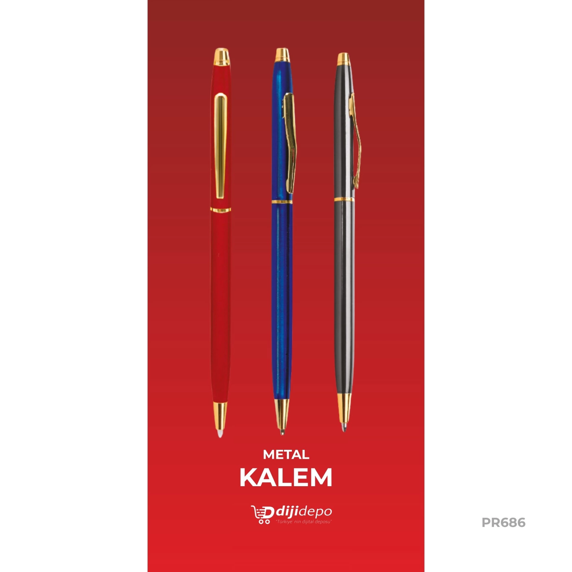 Firmaya Özel Altın Detaylı Metal Tükenmez Kalem - VIP Promosyon Serisi