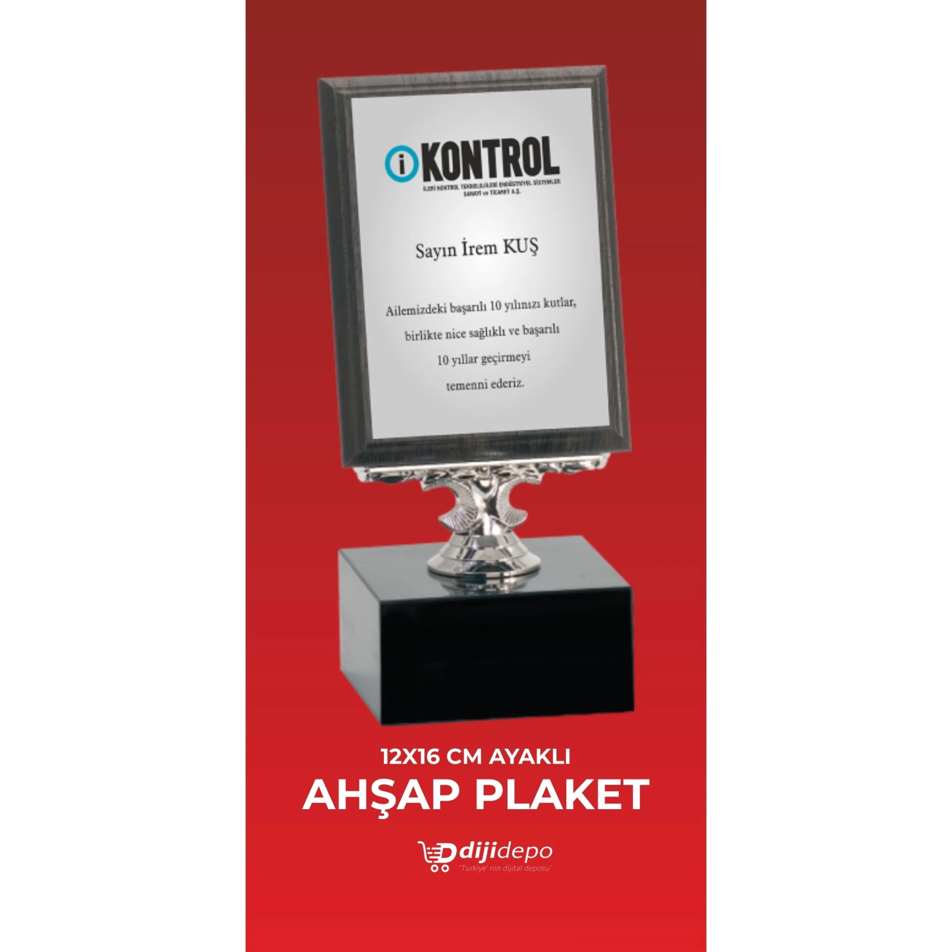 Gümüş Ayaklı Mermer Kaideli Ahşap Plaket - Kişiye Özel Personel Kıdem ve Başarı Ödülü
