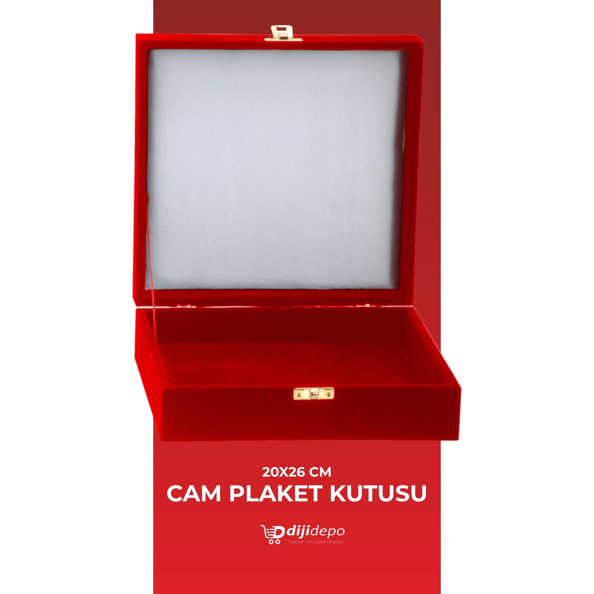 Lüks Kadife Plaket Kutusu - 20x26 cm Cam ve Ahşap Plaket Uyumlu Koruyucu Sunum Kutusu