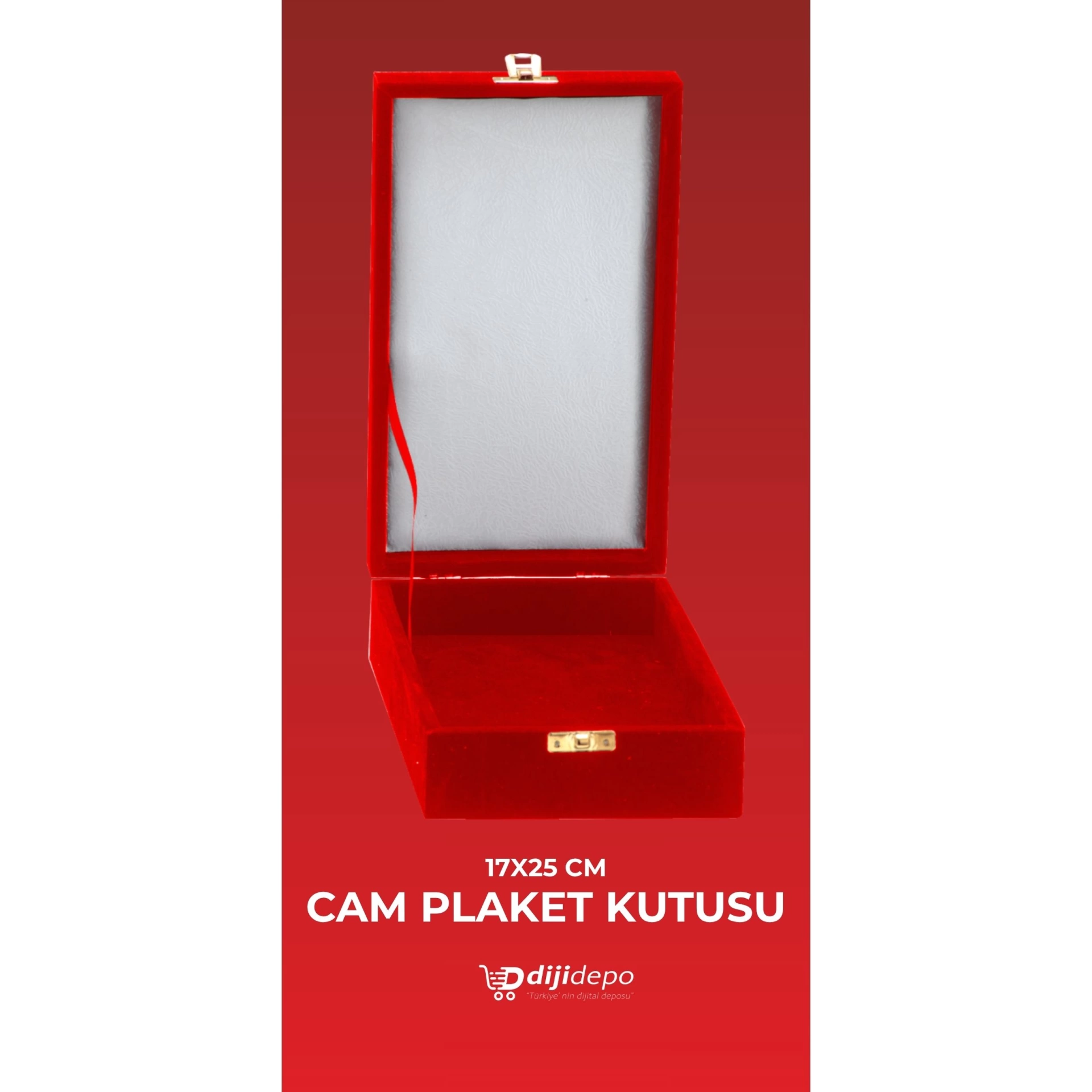 Lüks Kadife Dikey Plaket Kutusu - 17x25 cm 3 Renk Seçenekli Cam ve Kristal Plaket Sunum Kutusu