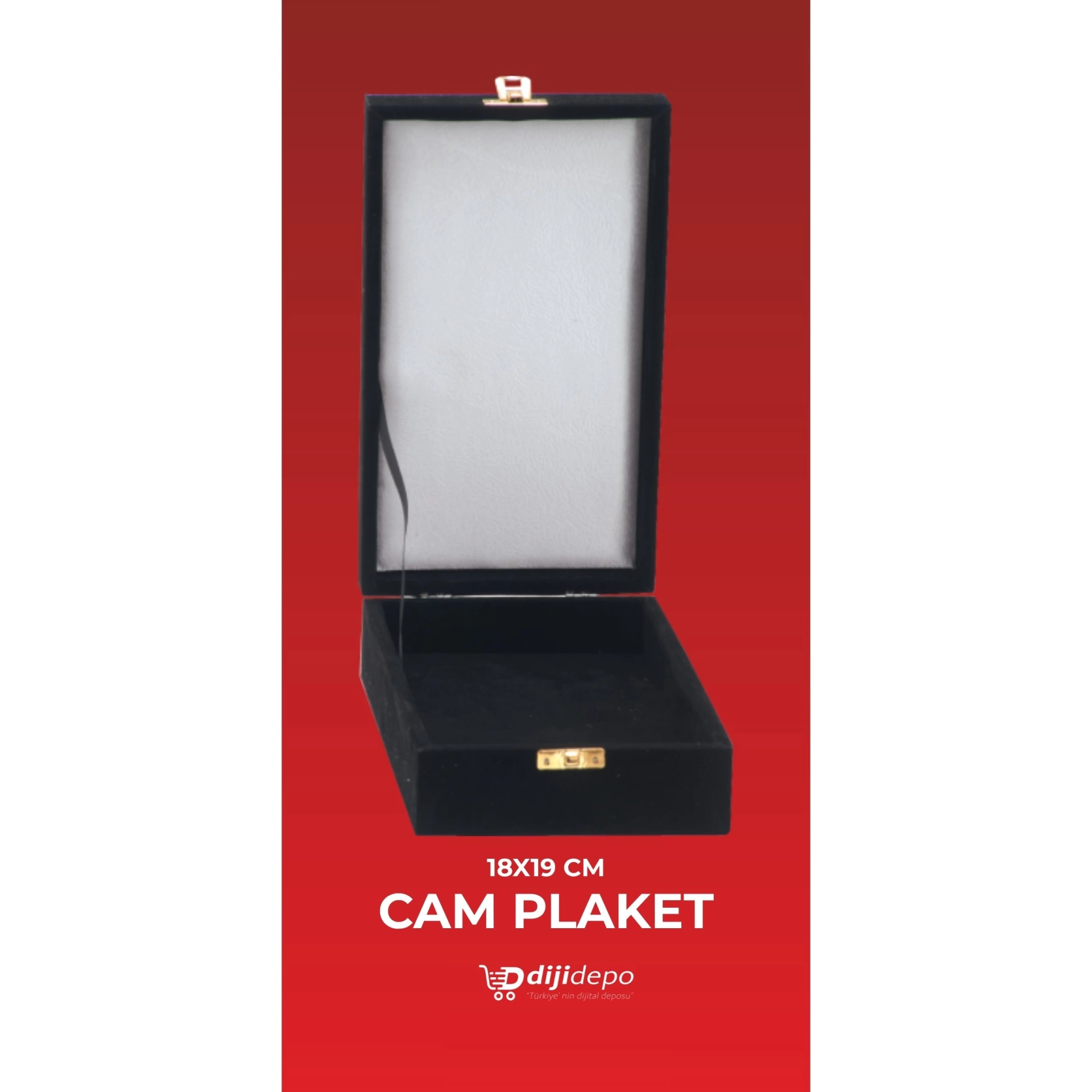 Lüks Kadife Dikey Plaket Kutusu - 17x25 cm 3 Renk Seçenekli Cam ve Kristal Plaket Sunum Kutusu