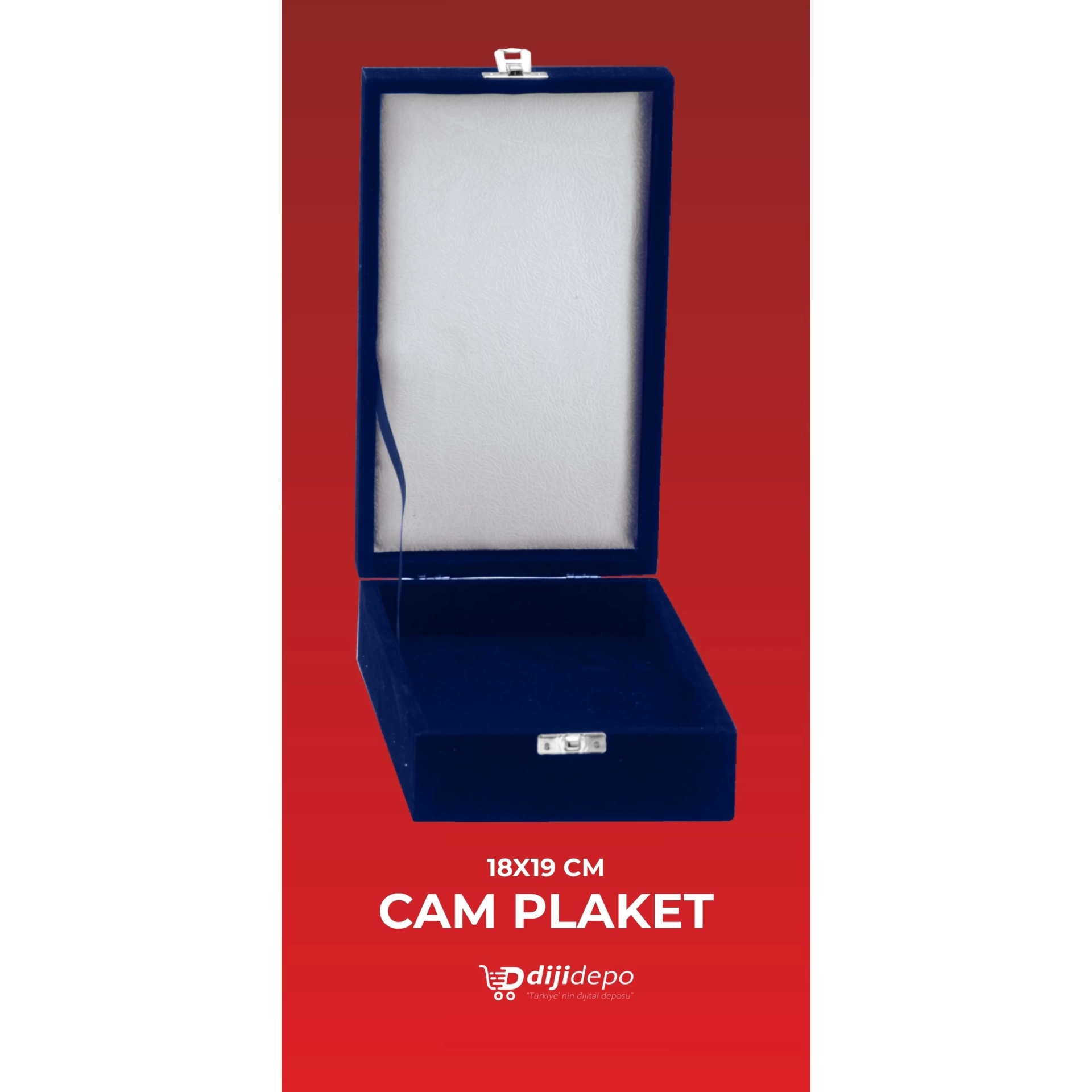Lüks Kadife Dikey Plaket Kutusu - 17x25 cm 3 Renk Seçenekli Cam ve Kristal Plaket Sunum Kutusu