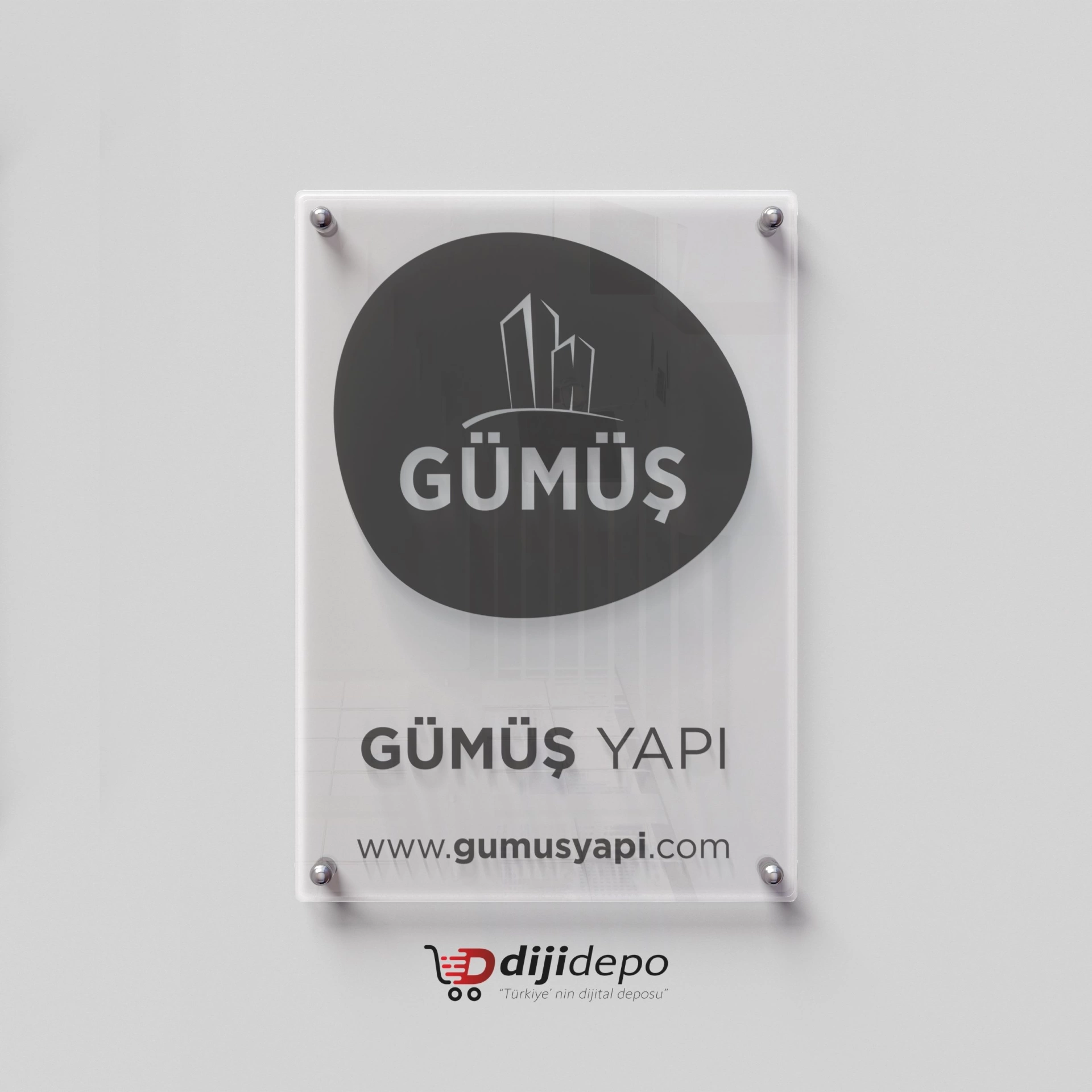 Kurumsal Şeffaf Ofis Levhası - Şirket Tabelası - Modern Giriş Dekoru