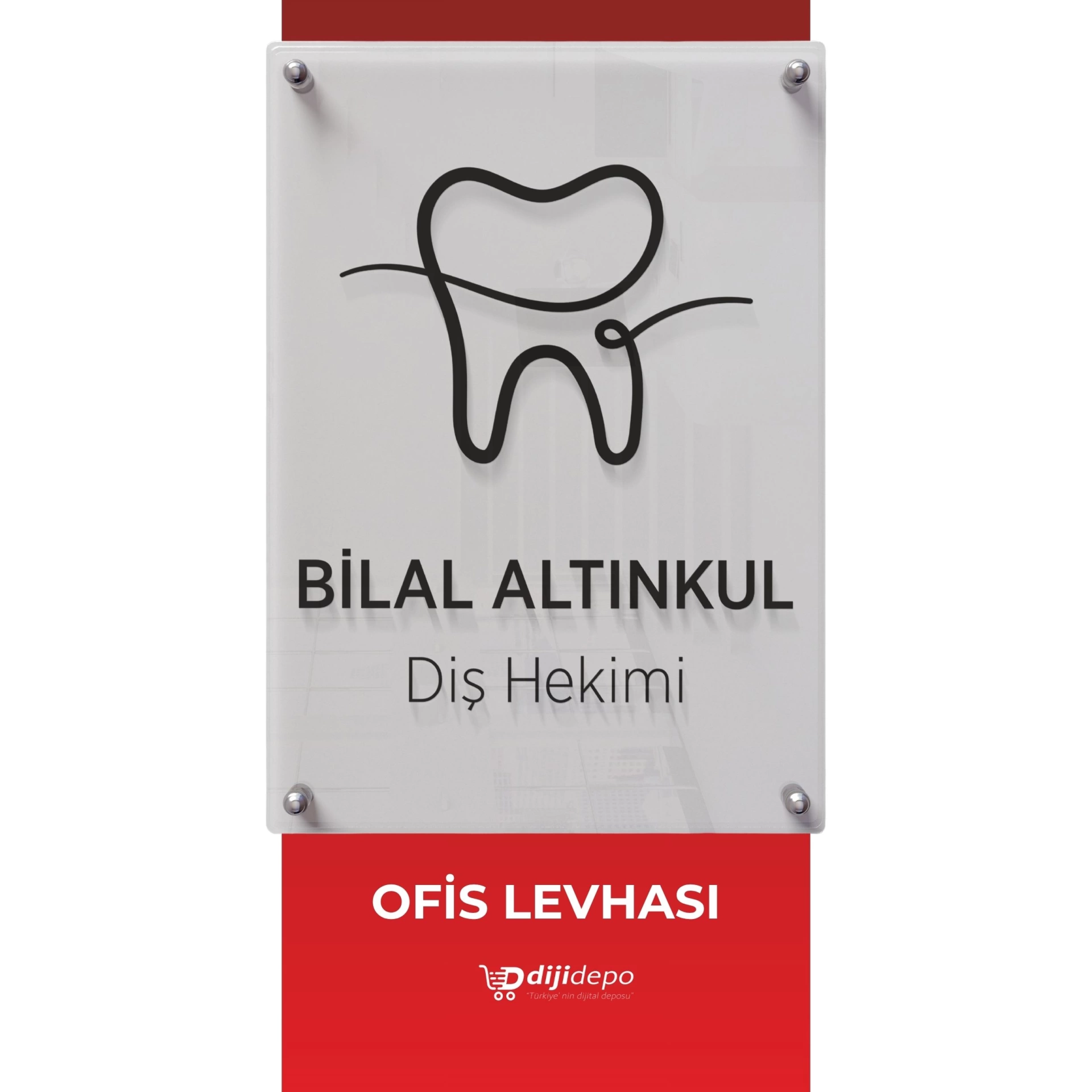 Diş Hekimi ve Klinik Kapı Tabelası - Şeffaf Muayenehane Levhası