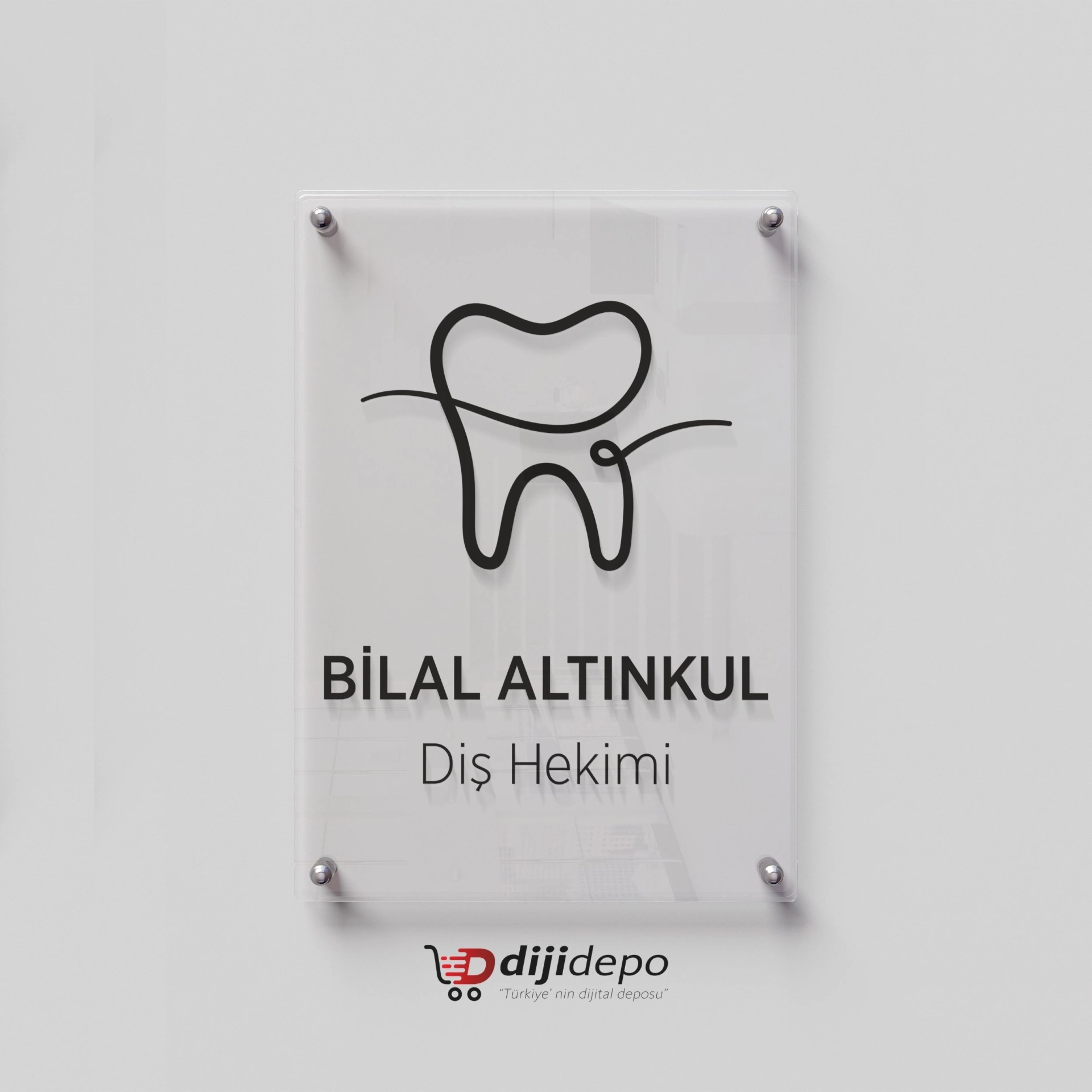 Diş Hekimi ve Klinik Kapı Tabelası - Şeffaf Muayenehane Levhası