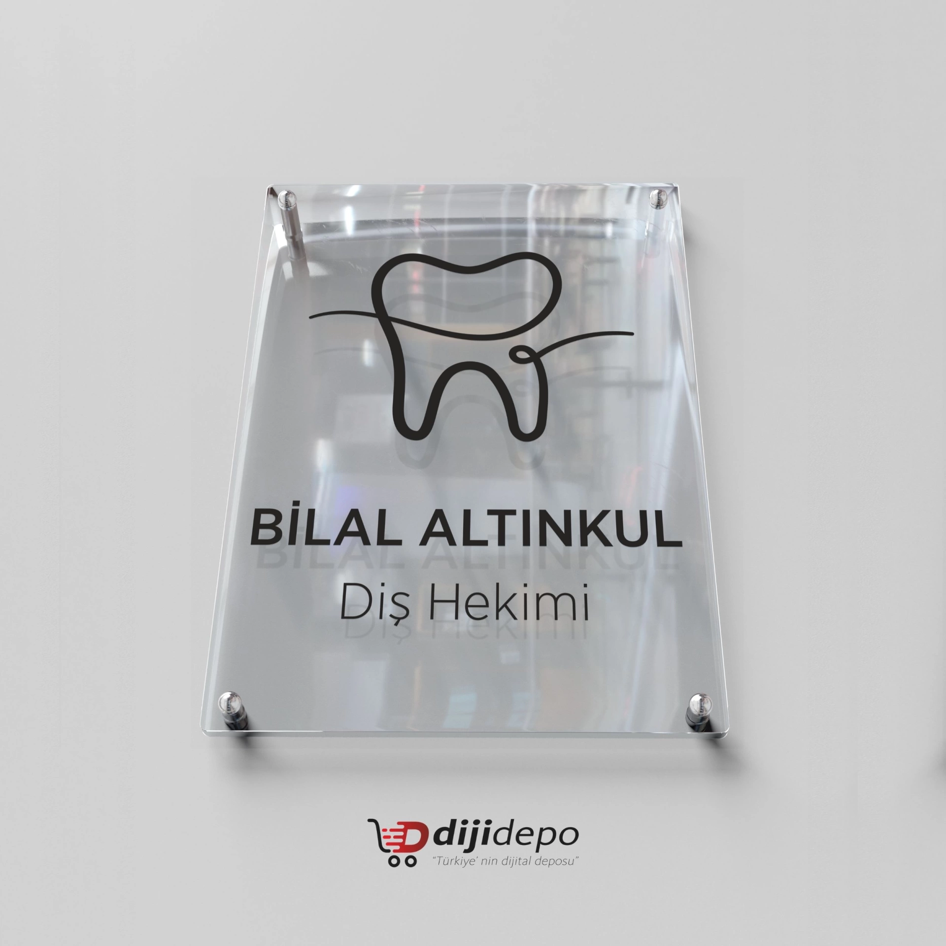 Diş Hekimi ve Klinik Kapı Tabelası - Şeffaf Muayenehane Levhası