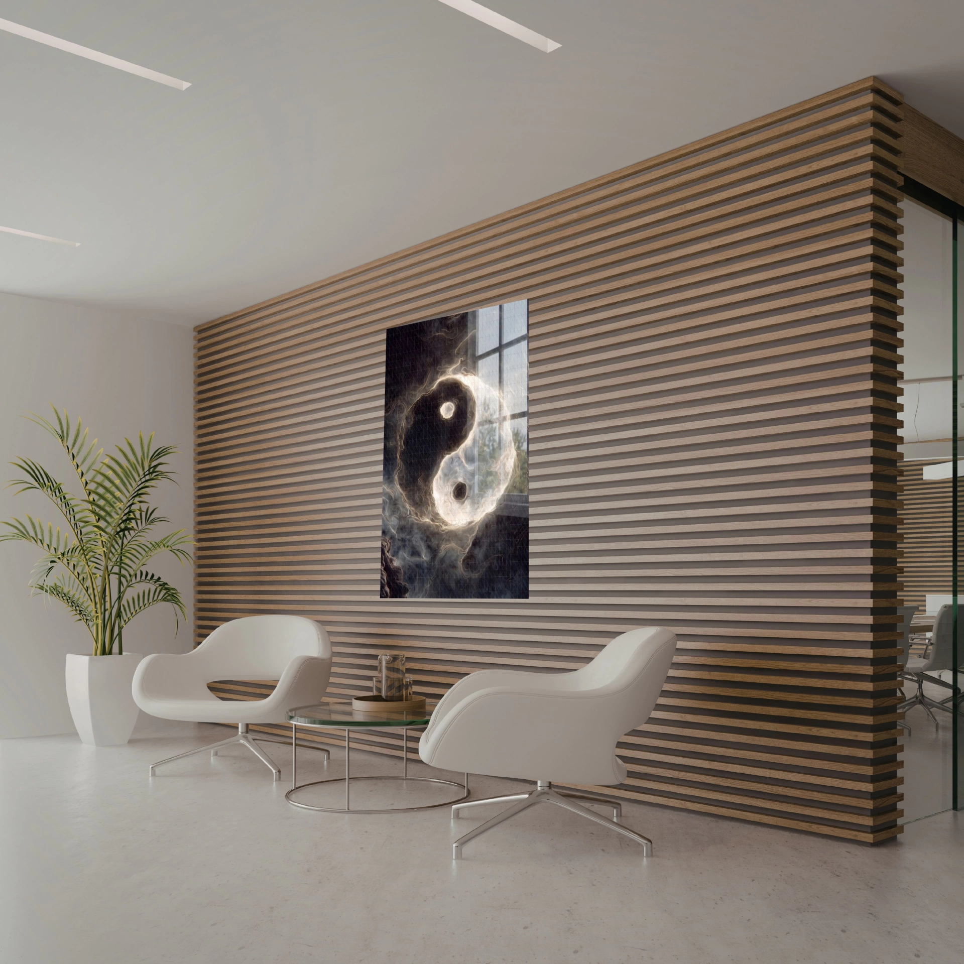 Yin Yang Enerji Dengesi Modern Ezoterik Cam Tablo