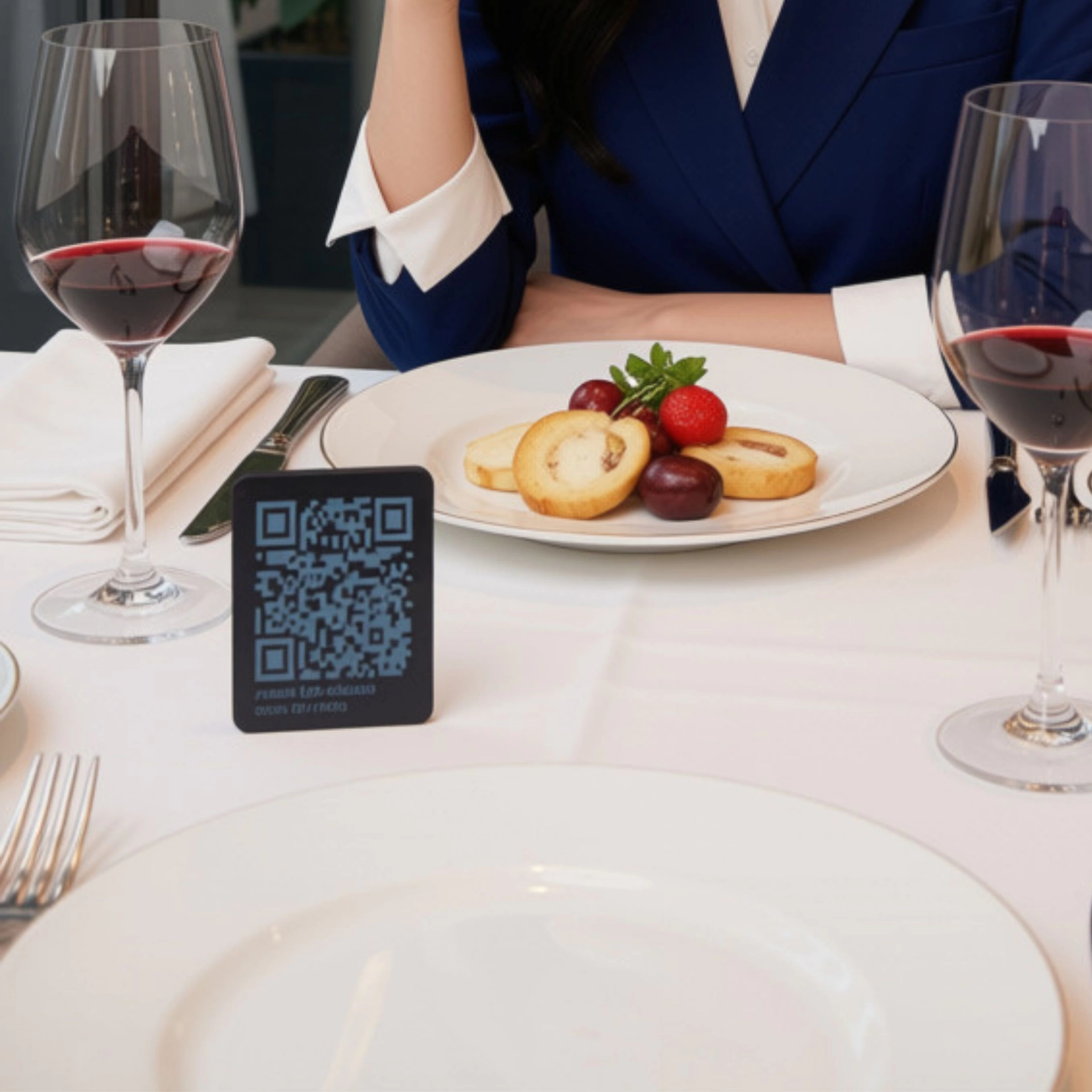 Kare QR Kod Menü ve Lazer İşlemeli Minik Masa Kartı