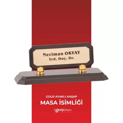Gold Ayaklı Ahşap Masa İsimliği