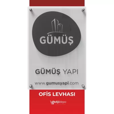 Kurumsal Şeffaf Ofis Levhası - Şirket Tabelası - Modern Giriş Dekoru