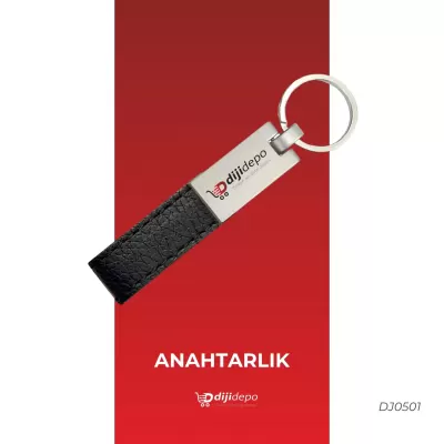 Deri Detaylı Metal Promosyon Anahtarlık
