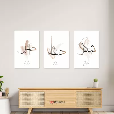 Sabır Dua Şükür Tablo Seti - Modern İslami Tablo Seti