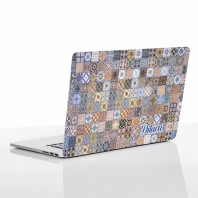 Etnik Çini Mozaik Desenli Laptop Etiketi