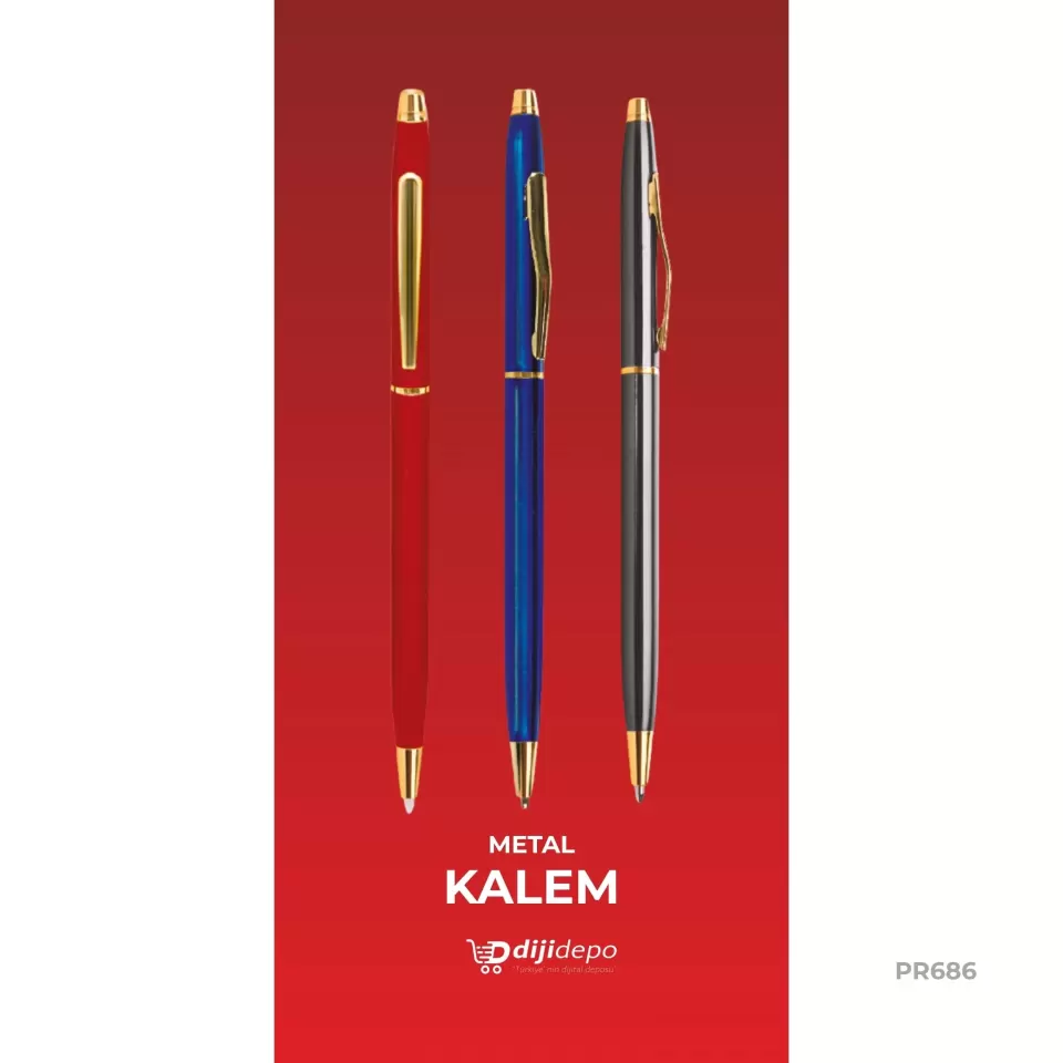 Özel Altın Detaylı Metal Tükenmez Kalem - Promosyon Baskılı Kalem