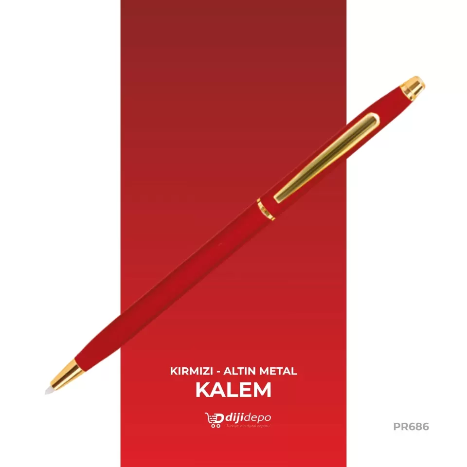Özel Altın Detaylı Metal Tükenmez Kalem - Promosyon Baskılı Kalem