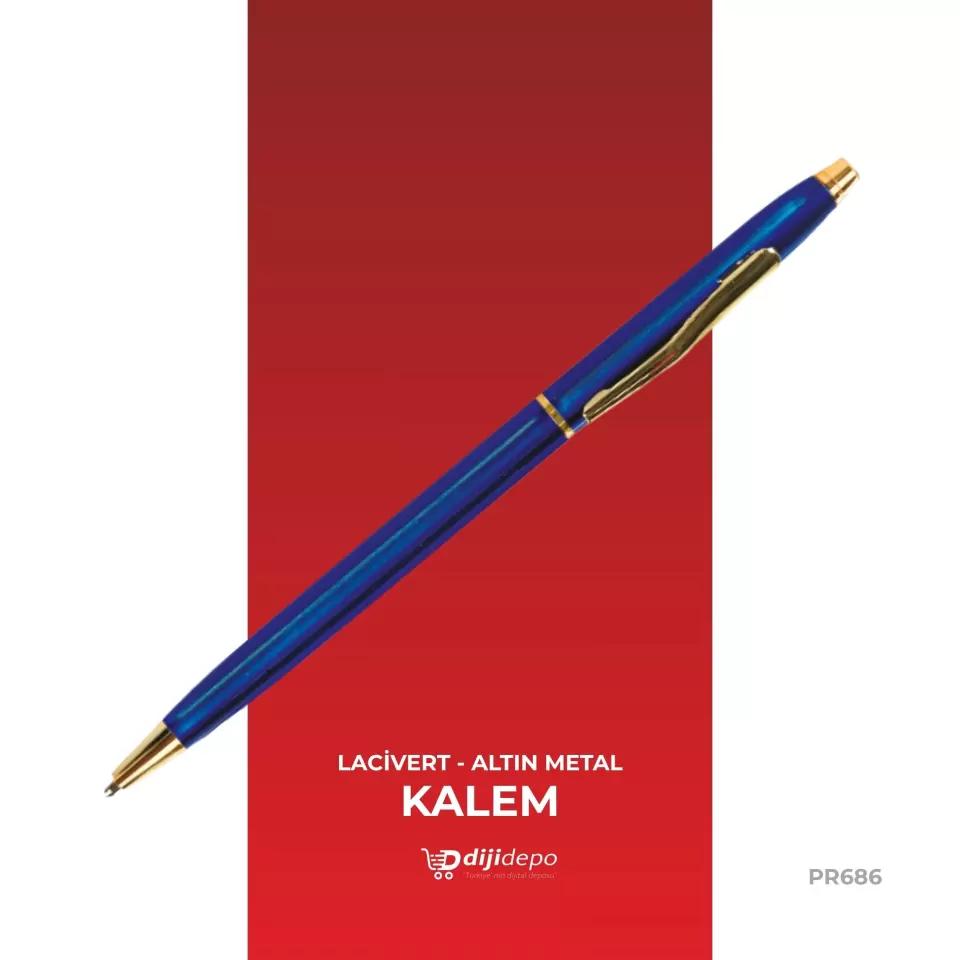 Özel Altın Detaylı Metal Tükenmez Kalem - Promosyon Baskılı Kalem