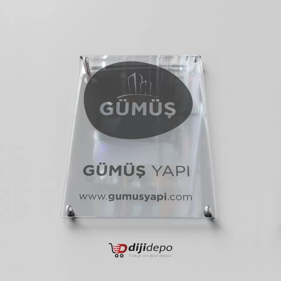 Kurumsal Şeffaf Ofis Levhası - Şirket Tabelası - Modern Giriş Dekoru