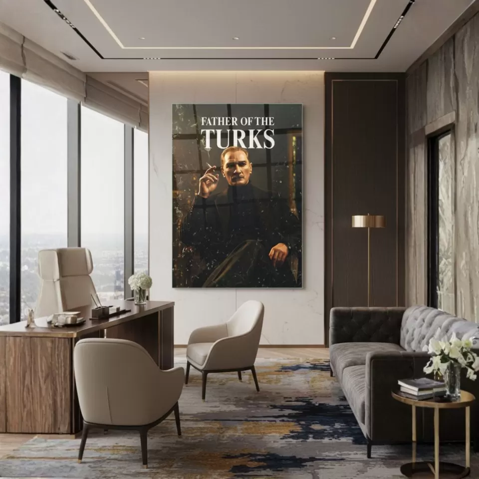 Mustafa Kemal Atatürk "Father of the Turks" Cam Tablo