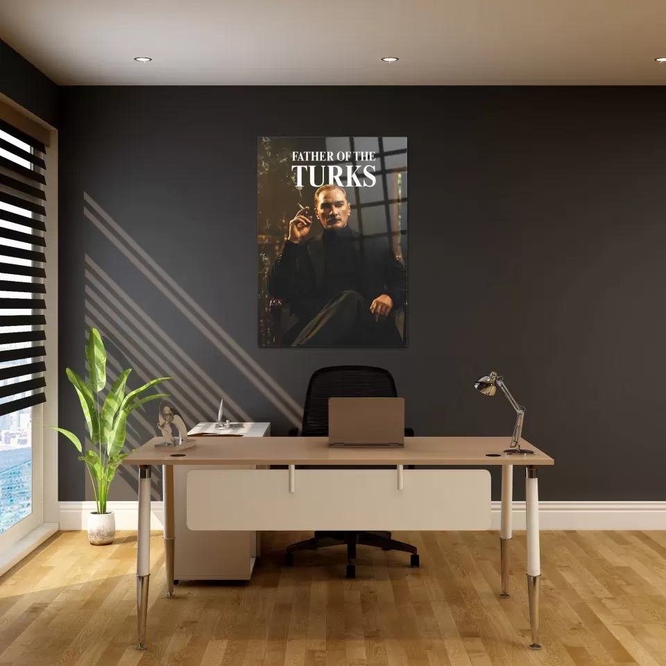 Mustafa Kemal Atatürk "Father of the Turks" Cam Tablo
