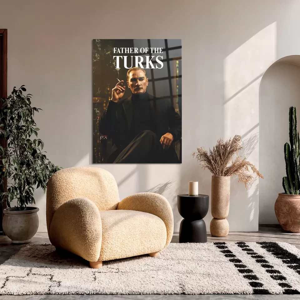 Mustafa Kemal Atatürk "Father of the Turks" Cam Tablo