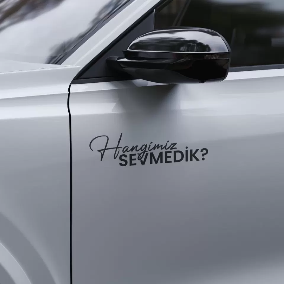Hangimiz Sevmedik? Araç Sticker – Araba Yazısı Oto Çıkartma